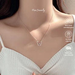 Dây chuyền bạc nữ 925 hình bướm dễ thương phong cách nữ tính, vòng cổ nữ đính đá