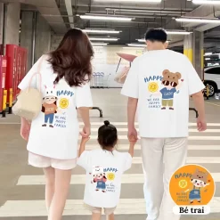 Áo Gia Đình 3 4 5 Người Đồ Đôi Mẹ Và Bé Phông Unisex Vải Cotton