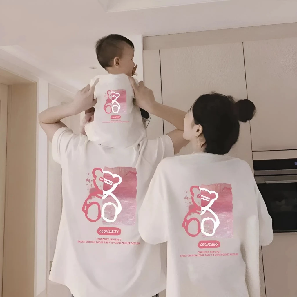 Áo thun gia đình cao cấp du lịch in 2 mặt dễ sắc nét