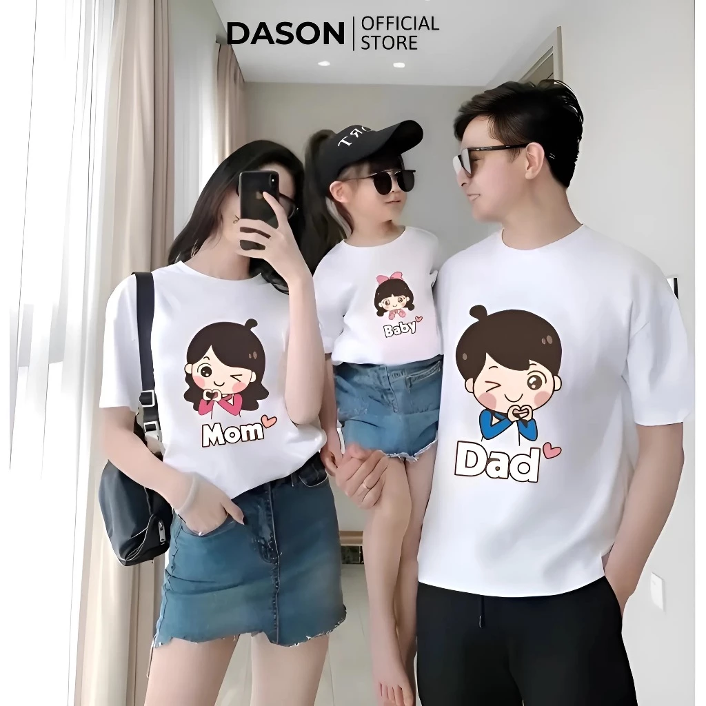 Áo thun gia đình hoạ tiết Dad Mom Baby sành điệu dễ thương