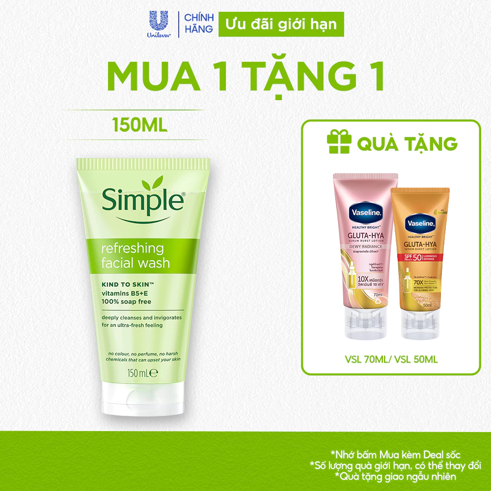 Sữa Rửa Mặt Simple lành tính và hiệu quả cho mọi loại da 150ml